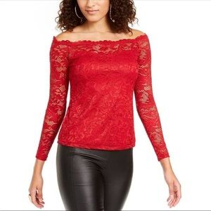 Red Lace Off-Shoulder Top